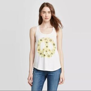 Zoe + Liv • Women’s Sunflower Peace Sign Graphic Tank Top, Sz S